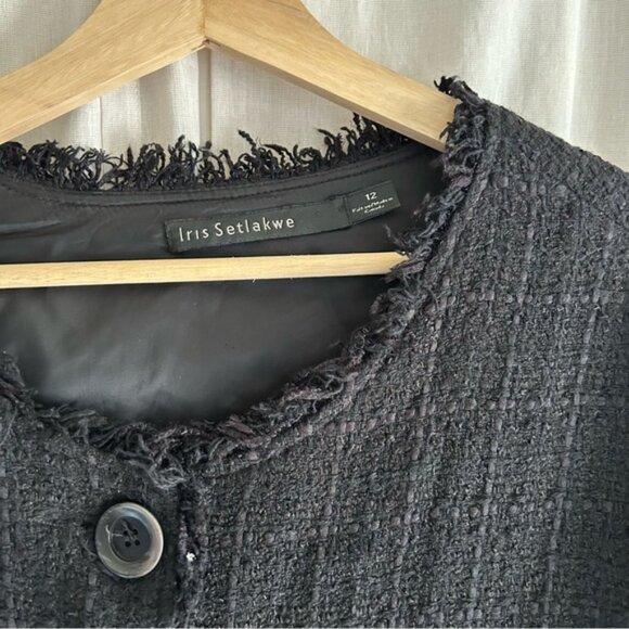 Iris Setlakwe Tweed Black Blazer 12 - Picture 2 of 7